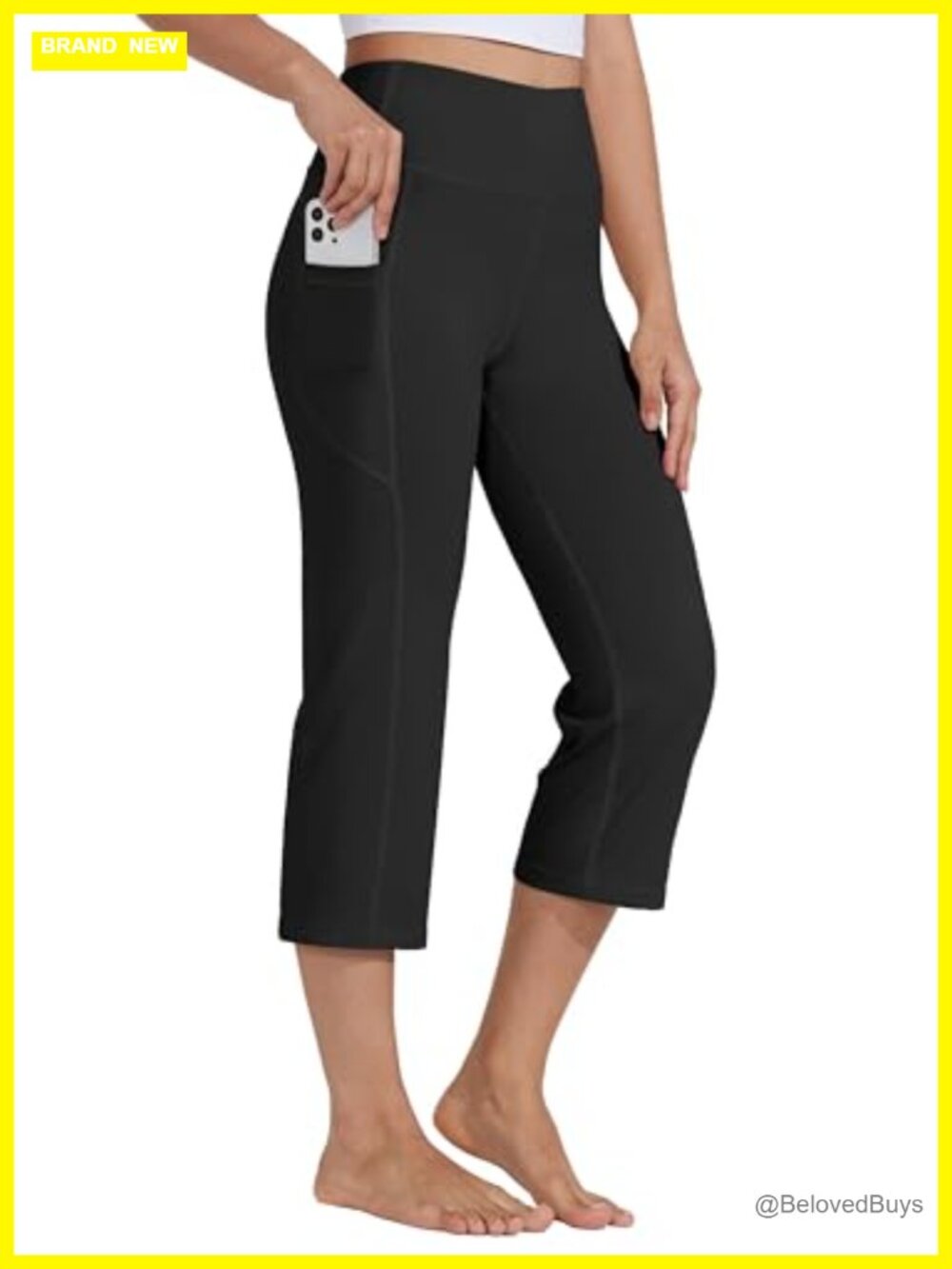 Women's Yoga Capris High Waist Straight Leg Crop Pants 21" Inseam with Pockets
